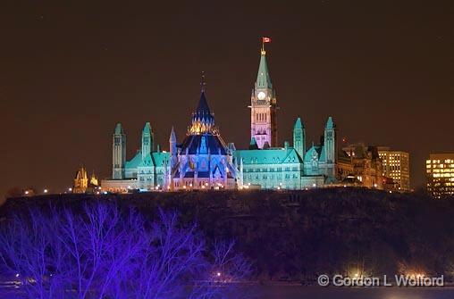 Winterlude 2010 Lighting_13602-4.jpg - Winterlude ('Bal de Neige' in French) is the annual winter festivalof Canada's capital region (Ottawa, Ontario and Gatineau, Quebec).Canadian Parliament photographed from Gatineau (Hull), Quebec, Canada.